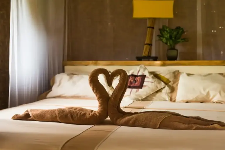 hotel bedroom feng shui bed by window night cozy