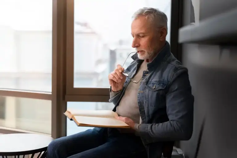 middle aged Dutch adult learning home coffee