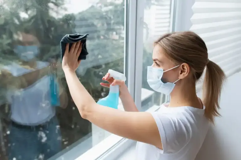 window cleaning with microfiber cloth dutch house