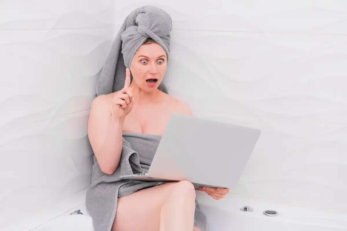 woman showering hot steam bathroom
