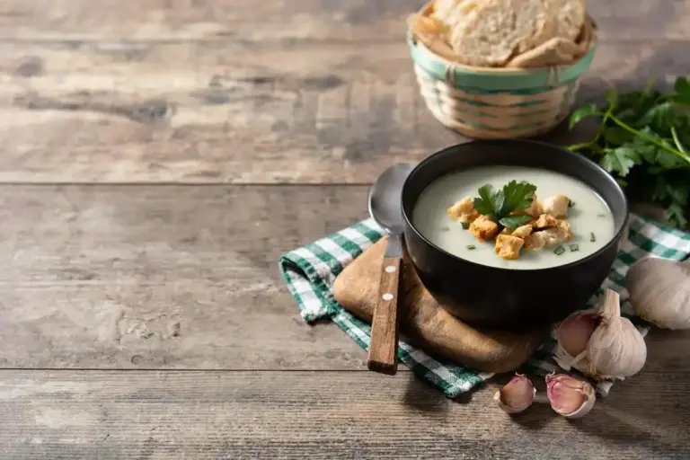 homemade croutons in soup rustic dutch kitchen