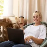 dutch people learning at home laptop coffee