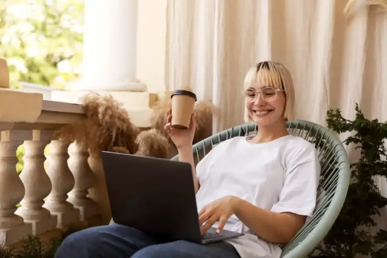 dutch people learning at home laptop coffee
