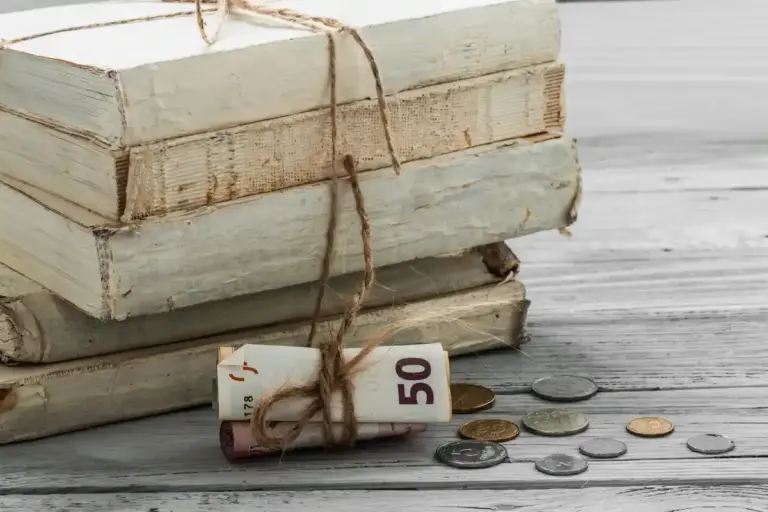 messy dutch living room with receipts and coins
