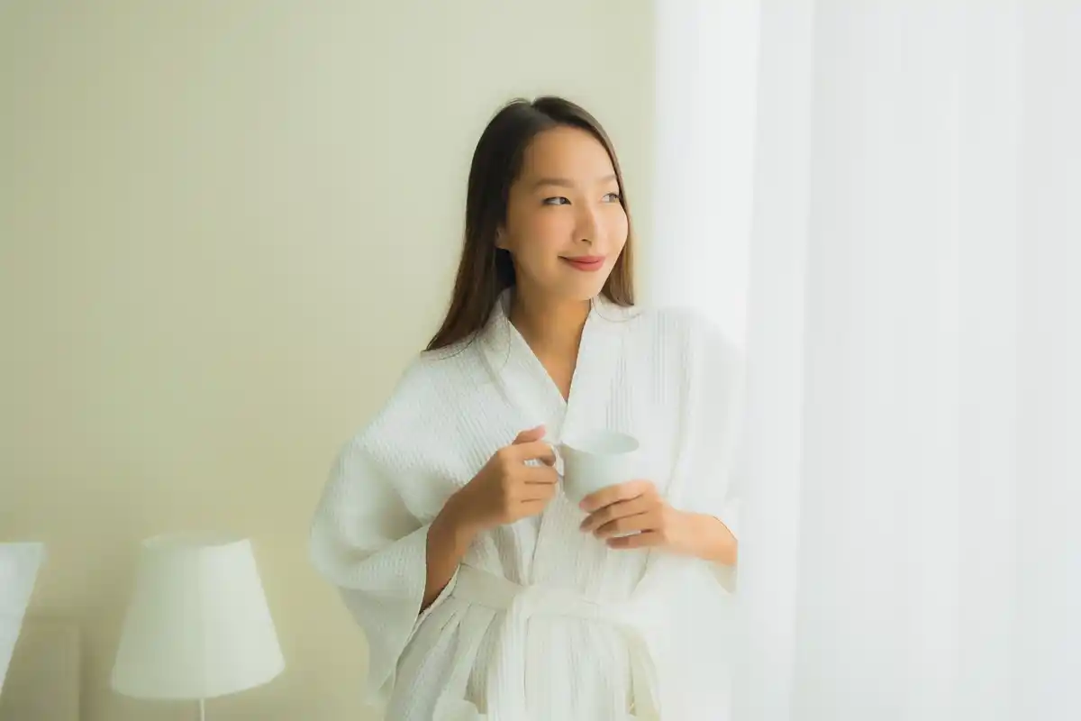 korean facial massage morning routine natural light freshness woman