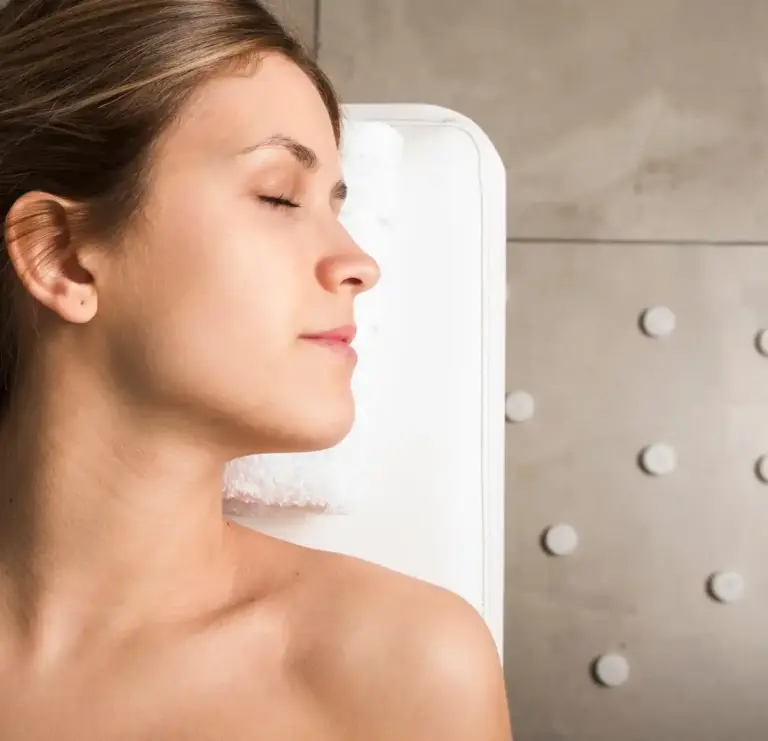 hot shower aging skin close up Dutch bathroom