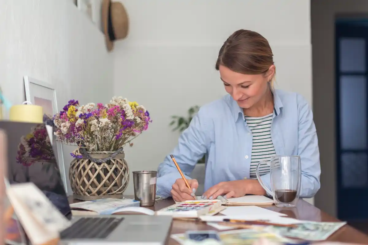 motivated 40s woman with planner home office netherlands