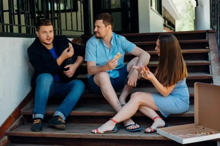 Dutch teenagers talking solving conflict outdoors