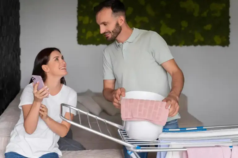 swedish family using ice cubes in laundry machine
