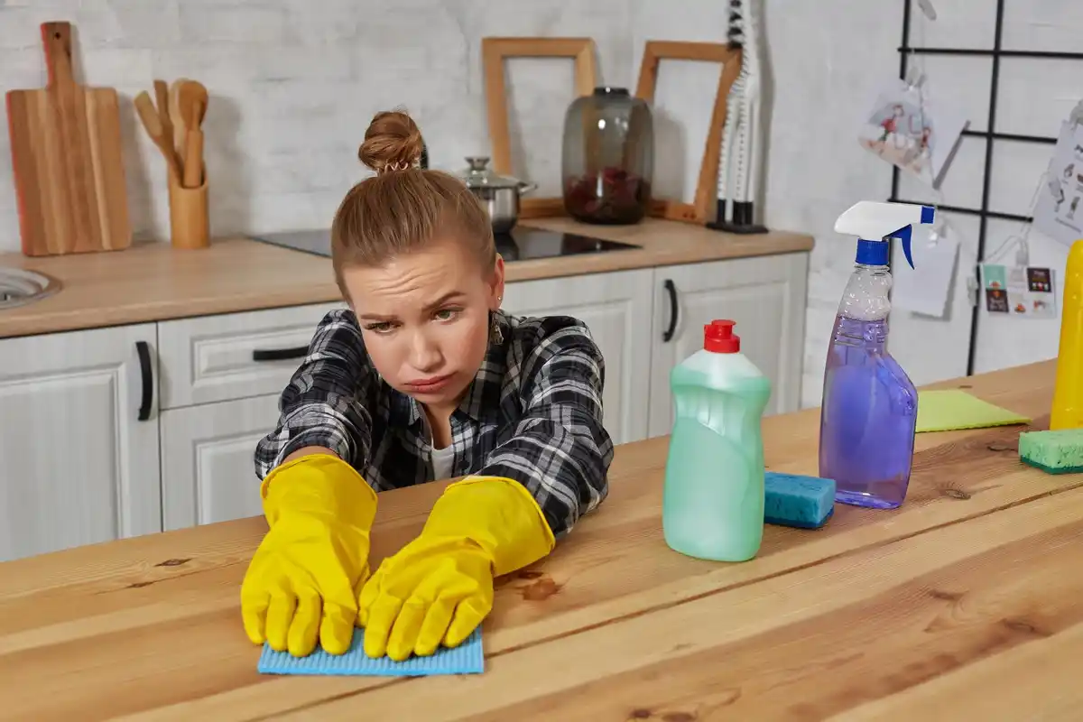 cleaning with vinegar in a Dutch kitchen