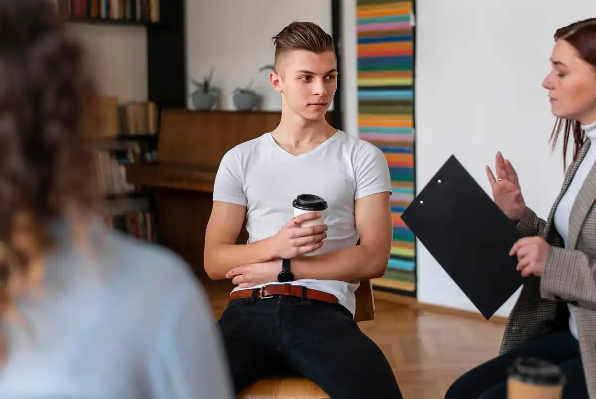 person looking thoughtful in conversation
