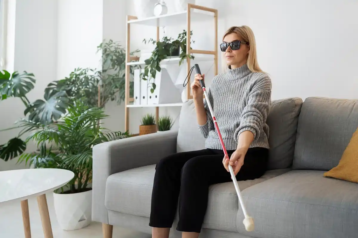 Dutch woman using steam cleaner at home