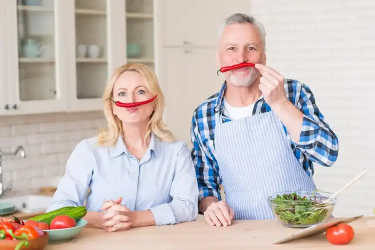 Dutch seniors modern cooking