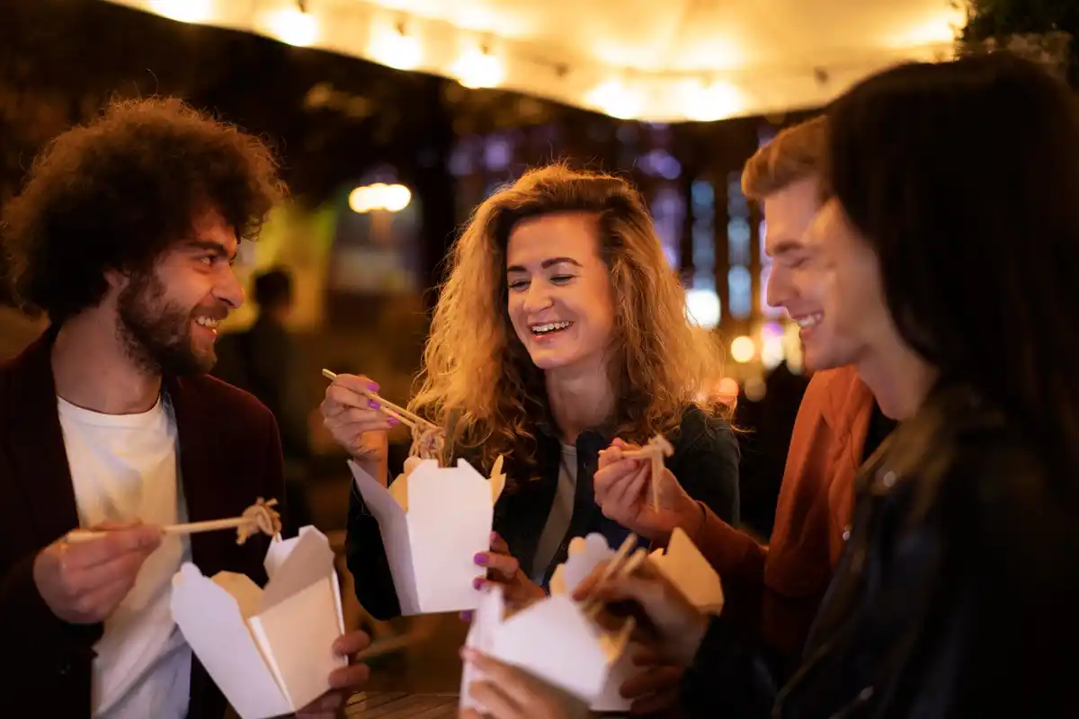 dutch friends having fun at cafe night