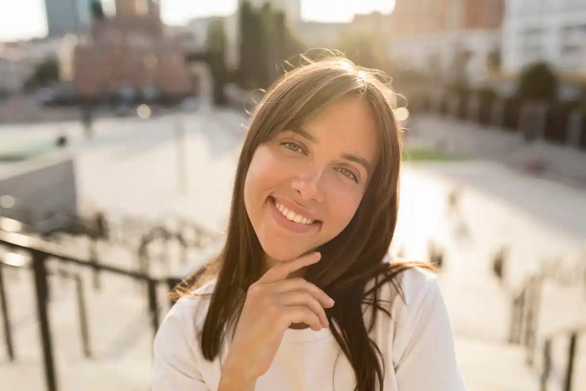 dutch woman friendly face close up street natural light