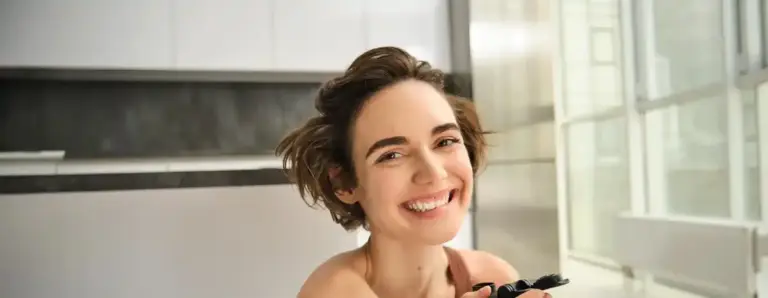 Dutch woman washing face skincare morning