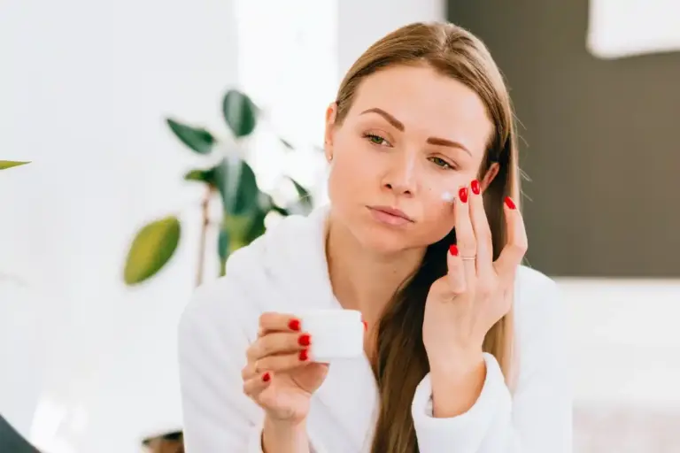 winter skincare Dutch woman applying moisturizer