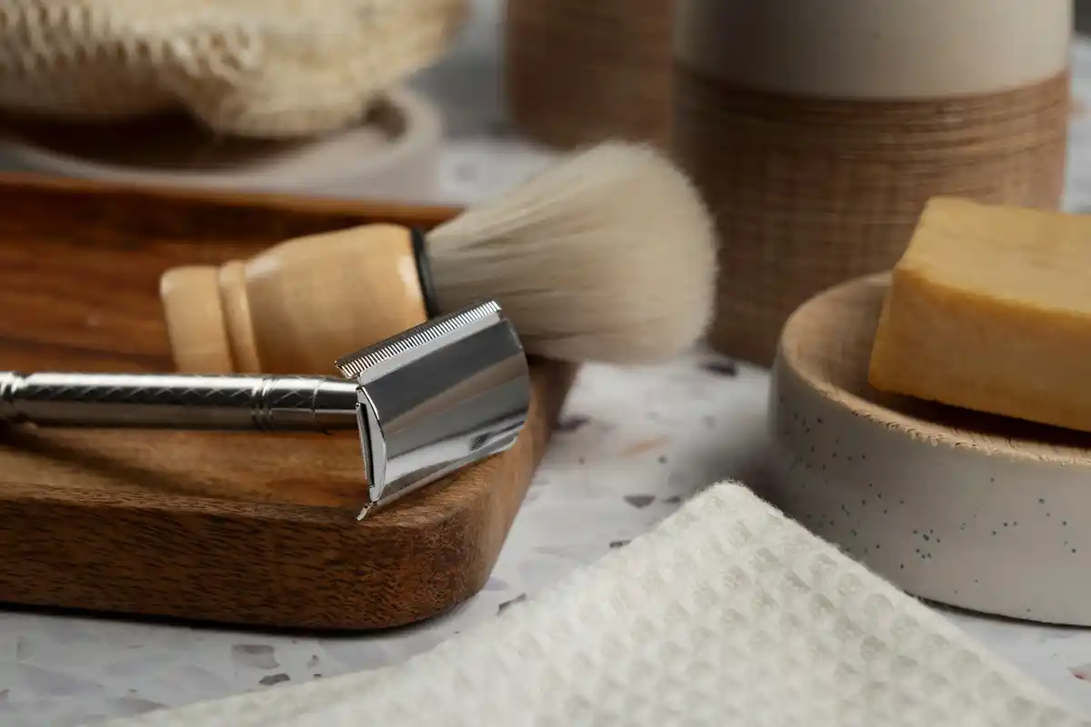 silicone pore cleansing tool on bathroom shelf
