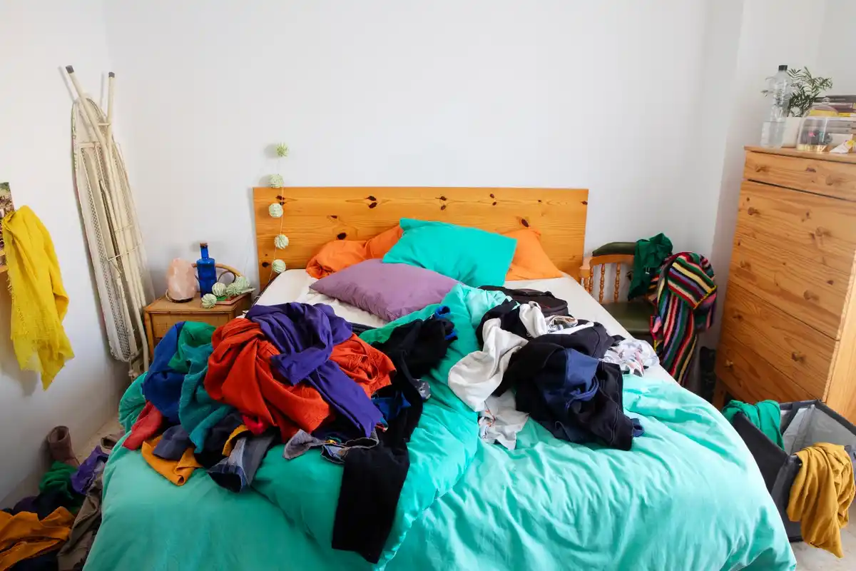 messy living room with small clutter Dutch home