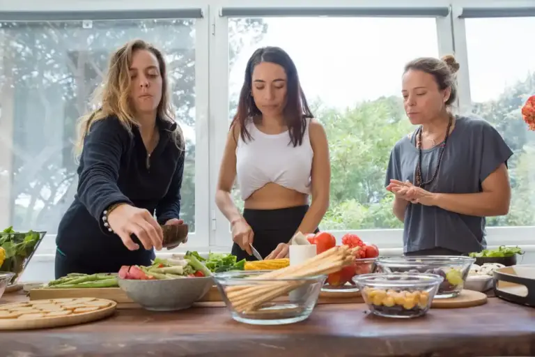 dutch woman preparing healthy homemade lunch in kitchen