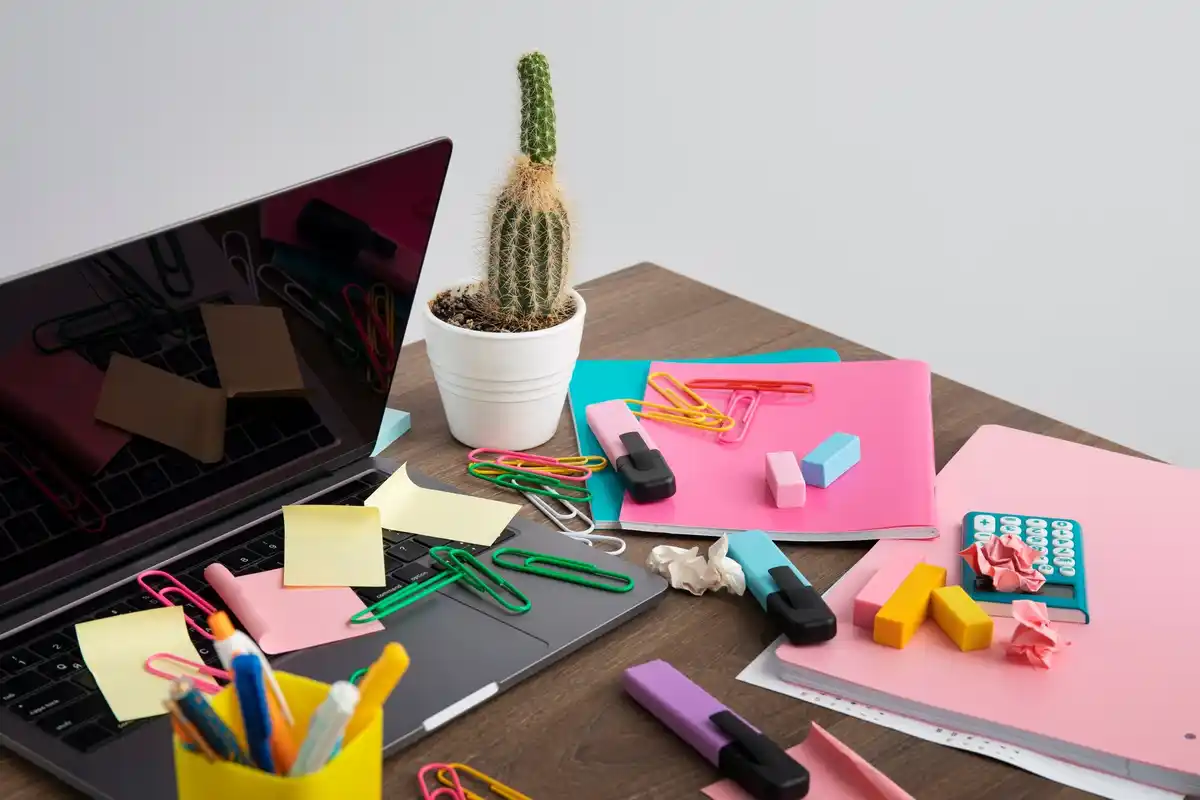 bright colored desk accessories productivity
