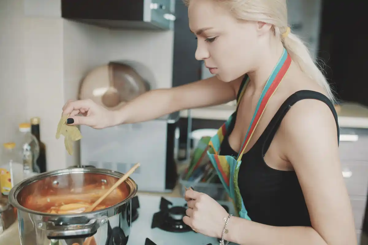 Dutch home kitchen boiling pasta