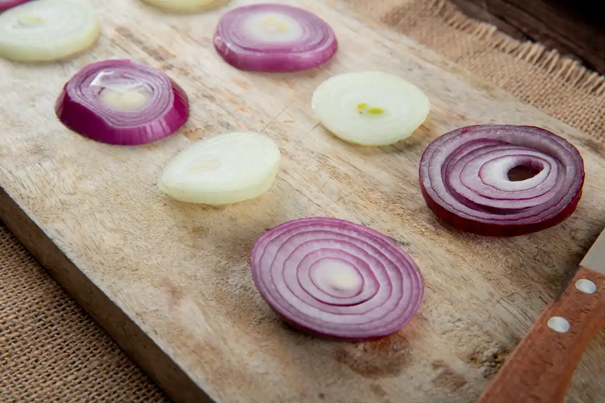 close up onion cutting technique hands
