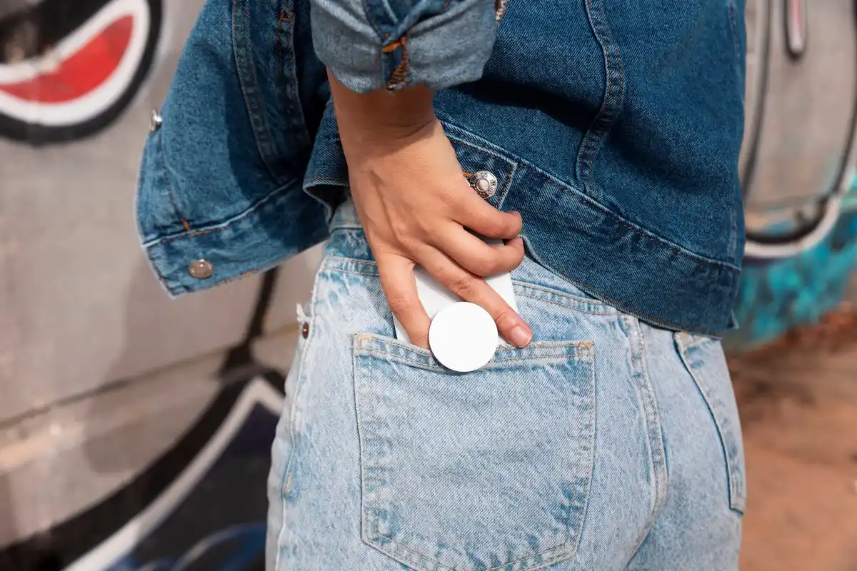 Dutch wallet with debit card partly visible in pocket