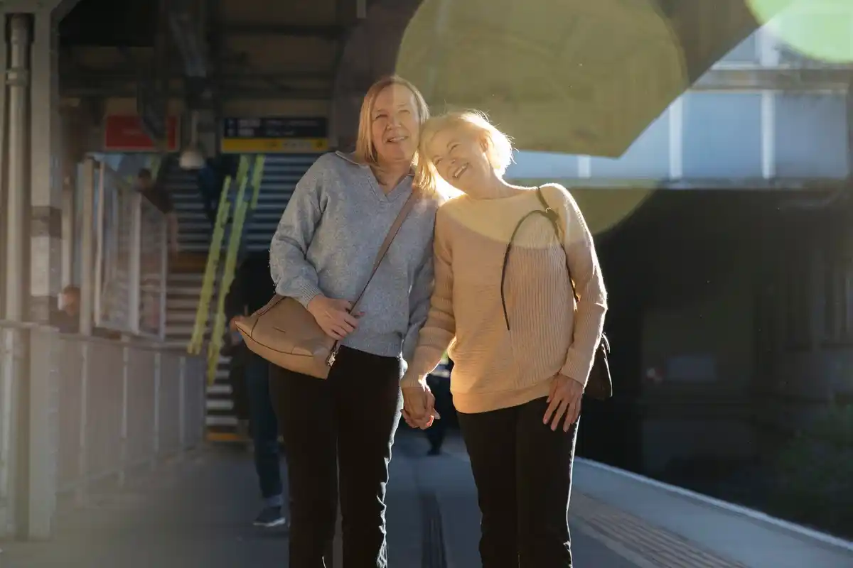 senior couple enjoying local travel Netherlands train
