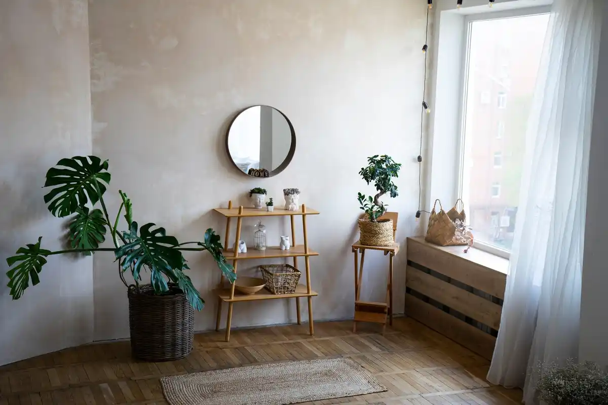 minimalist interior mirror wall modern room