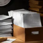 pile of old Dutch receipts on desk clutter personal finance