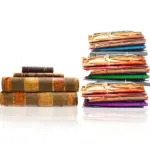 pile of old Dutch textbooks reuse creative