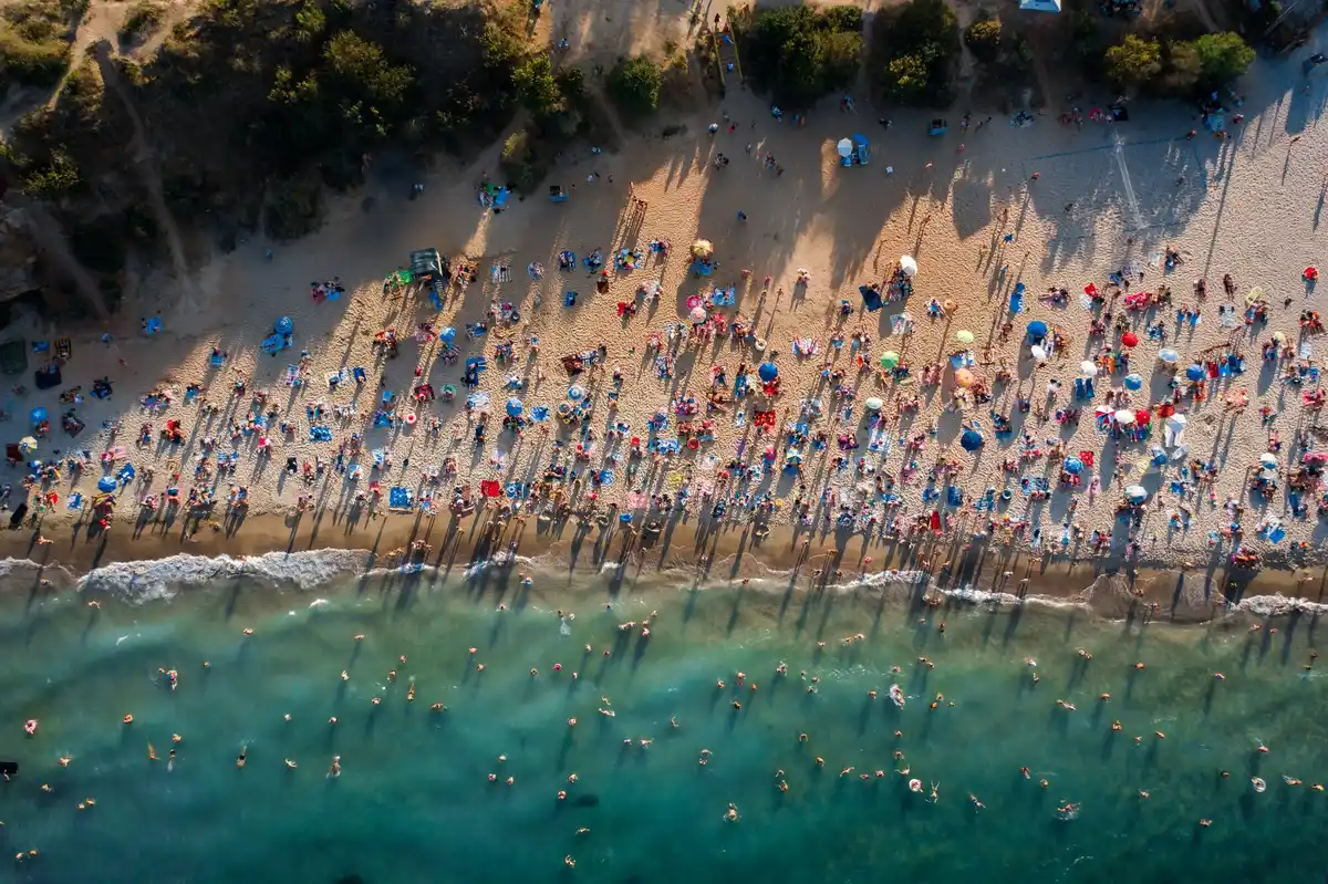 overcrowded tourist destination summer