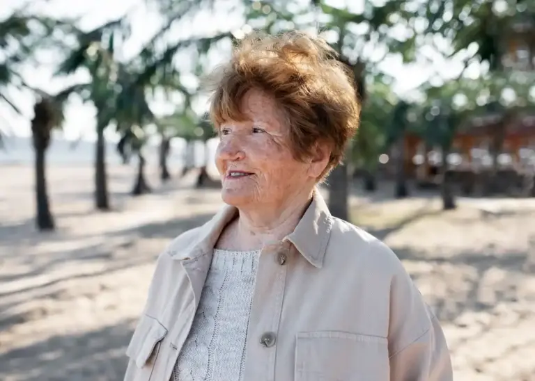natural aging Dutch face authentic elderly woman outdoor