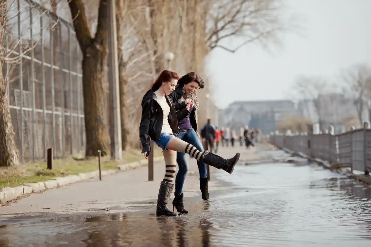 People walking with umbrella Amsterdam rain