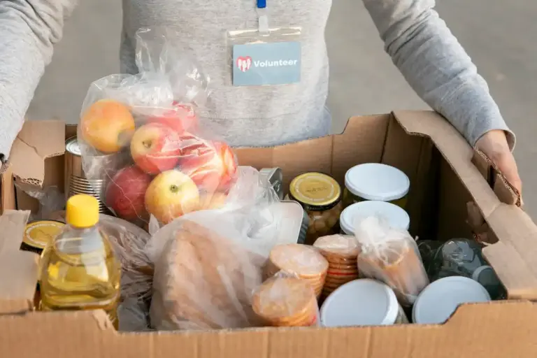 backpack full of Dutch groceries inside supermarket