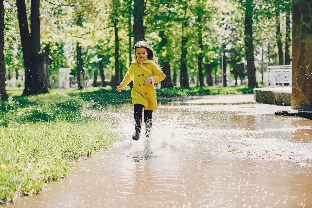 stepping over puddles dutch weather