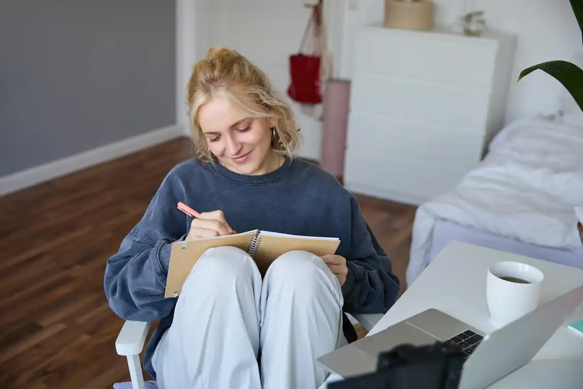 adult studying at home cozy netherlands