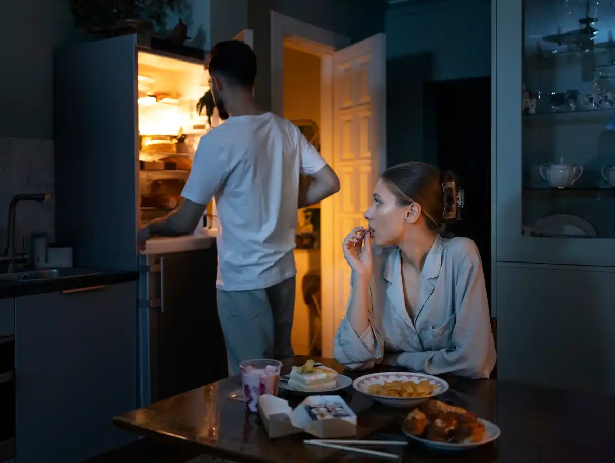 dutch family using smart home hub kitchen night