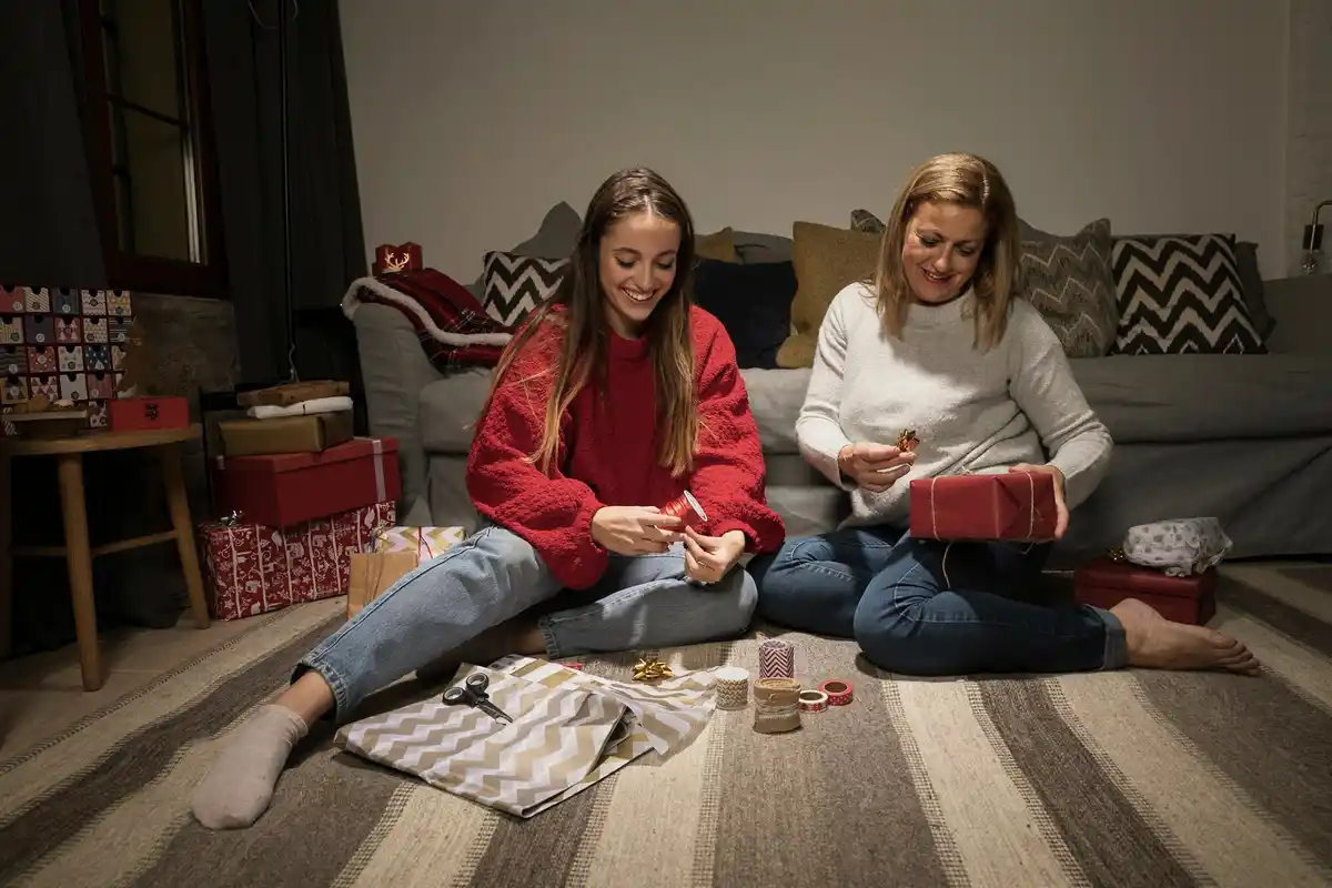 Dutch family saving money together home living room