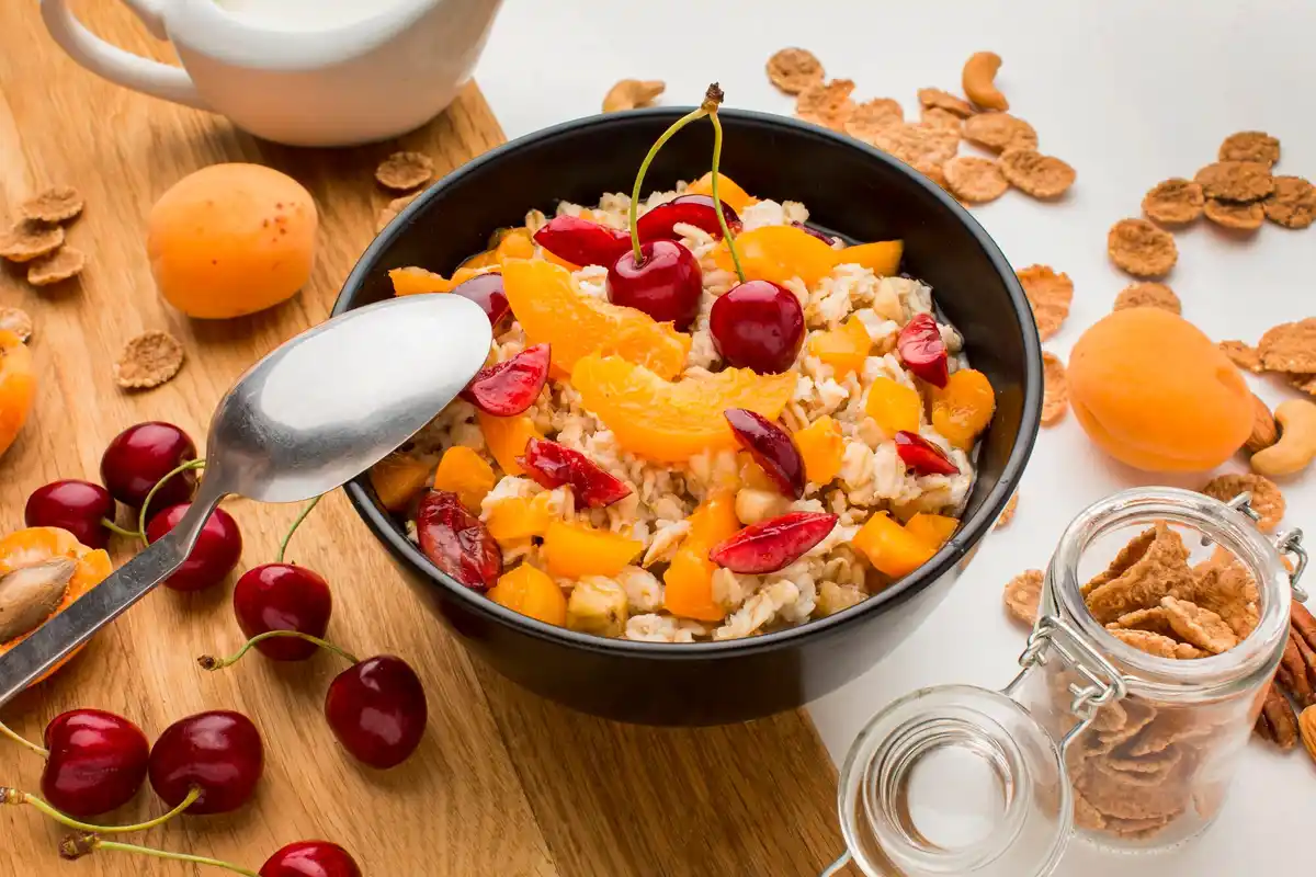 oatmeal in dutch kitchen colorful bowl breakfast health