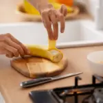 Dutch grandmother cooking banana peel pan meat kitchen