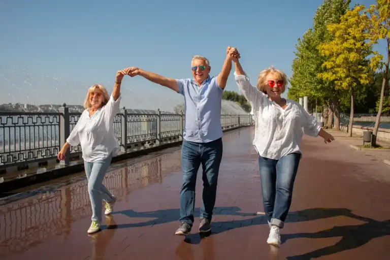 active seniors exercising Dutch park