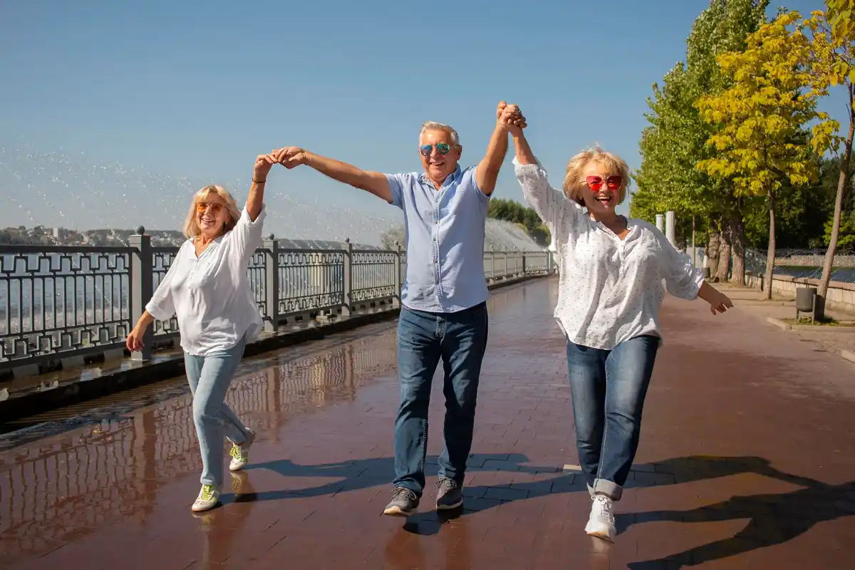 active seniors exercising Dutch park