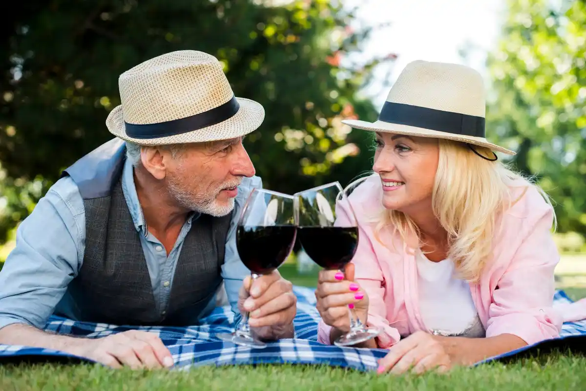 retired dutch couple enjoying a luxury picnic on a budget