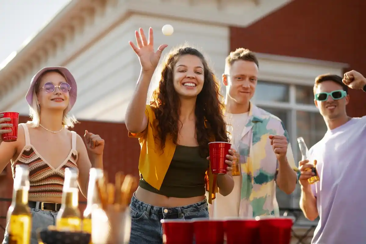 young people socializing at Dutch music festival