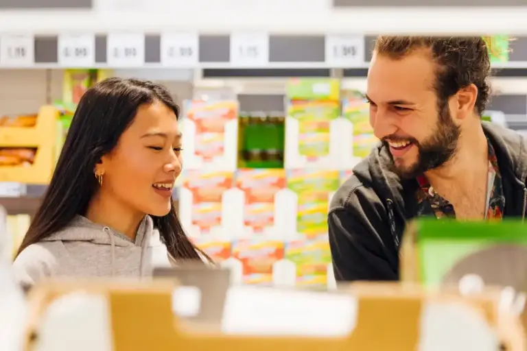 dutch people paying with cash in supermarket