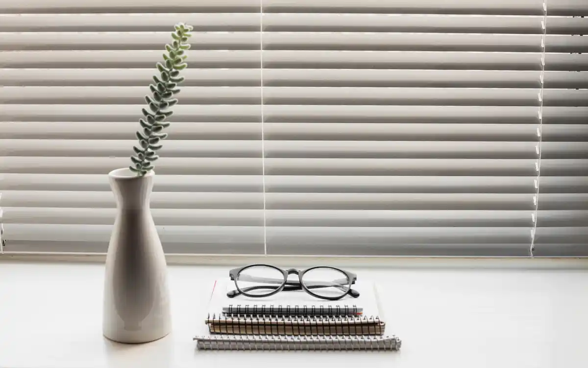 organized modern dutch office desk sunlight window