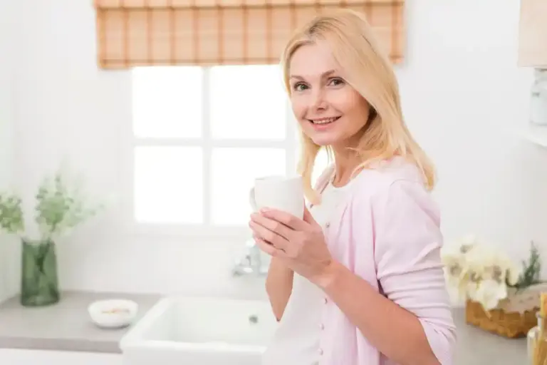 Dutch mature woman natural skincare bathroom home 40+