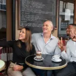 mature adults talking relaxed netherlands cafe